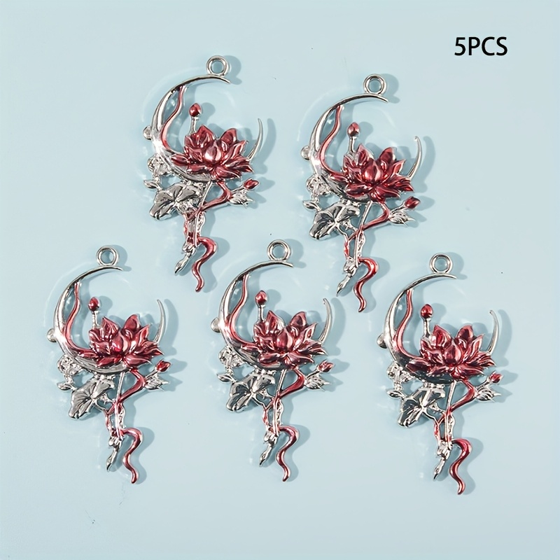 E-shop 5 Stück Einfache Blumenförmige Lotus Handgefertigter Anhänger Charm Damenmode Schmuckherstellung