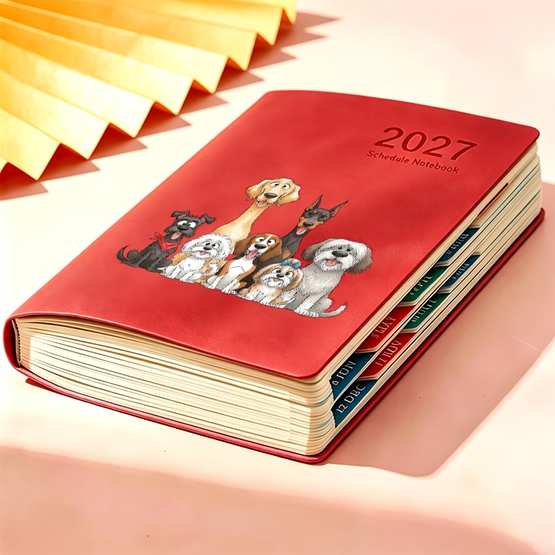 TEMU 1pc 2027 Daily Schedule Notebook, Portable Notebook, Record Book, Notepad, Daily Planning Agenda Schedule Book With Printed Group Of Adorable