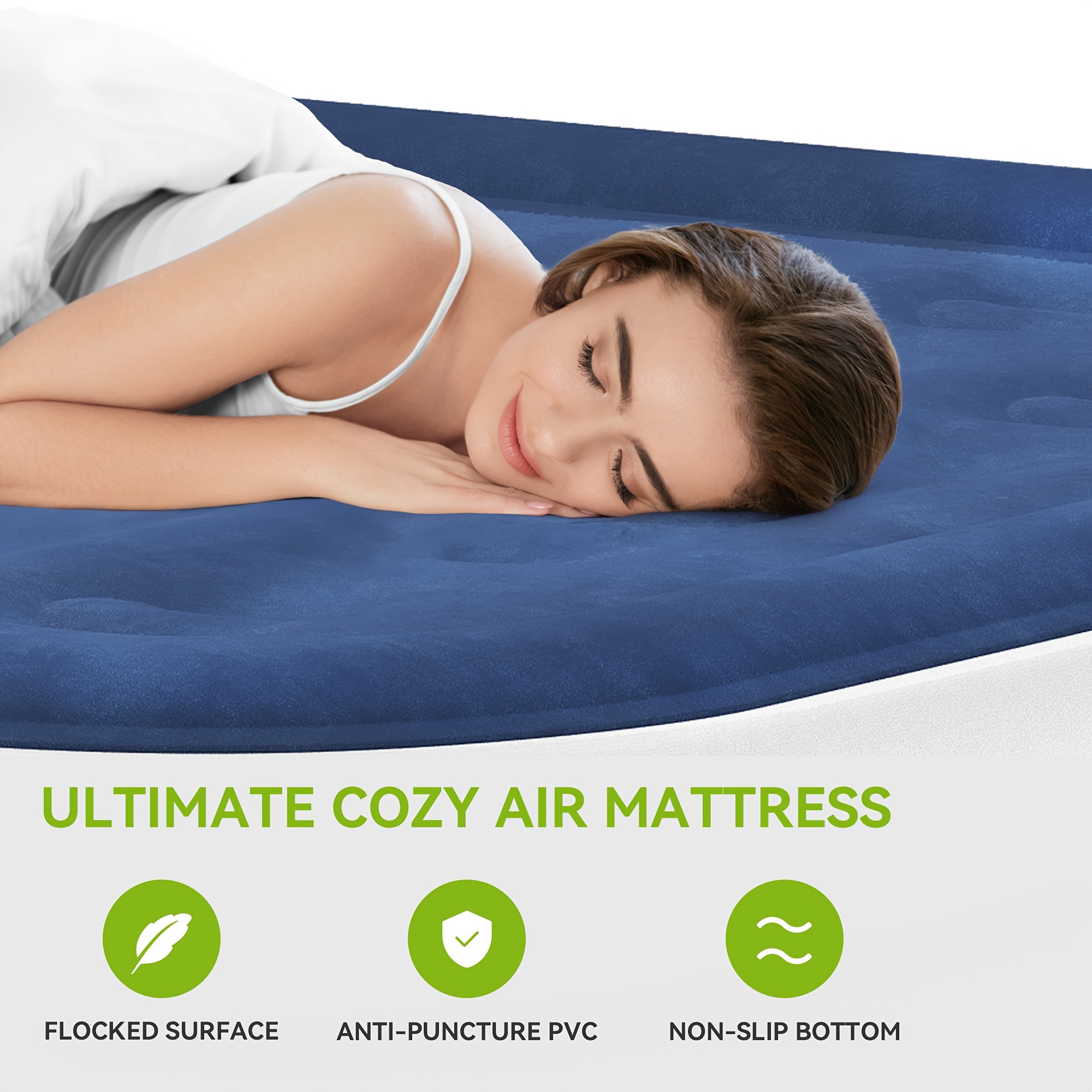 Queen Size Air Mattress Built In Pump 18 Inch Foldable Temu