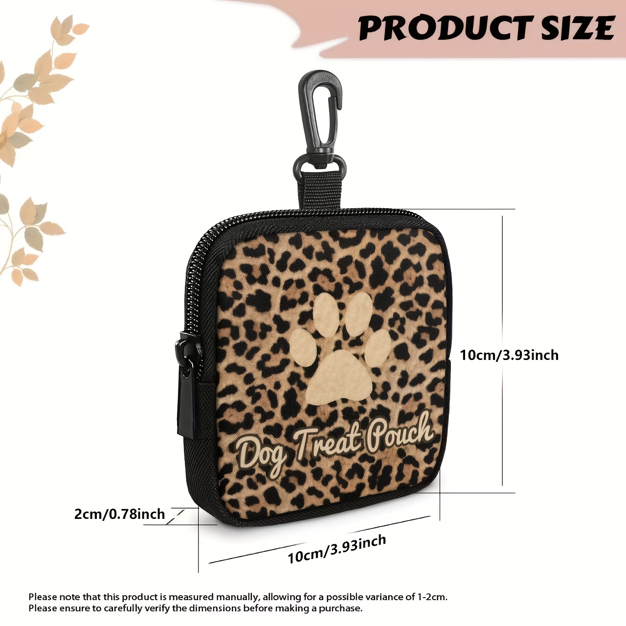 Image of A Multifunctional Dog Food Bag Made Of With A Golden Paw Print Design, Featuring A Zipper And A Hook For Easy Carrying, Perfect For Outdoor Dog Treats
