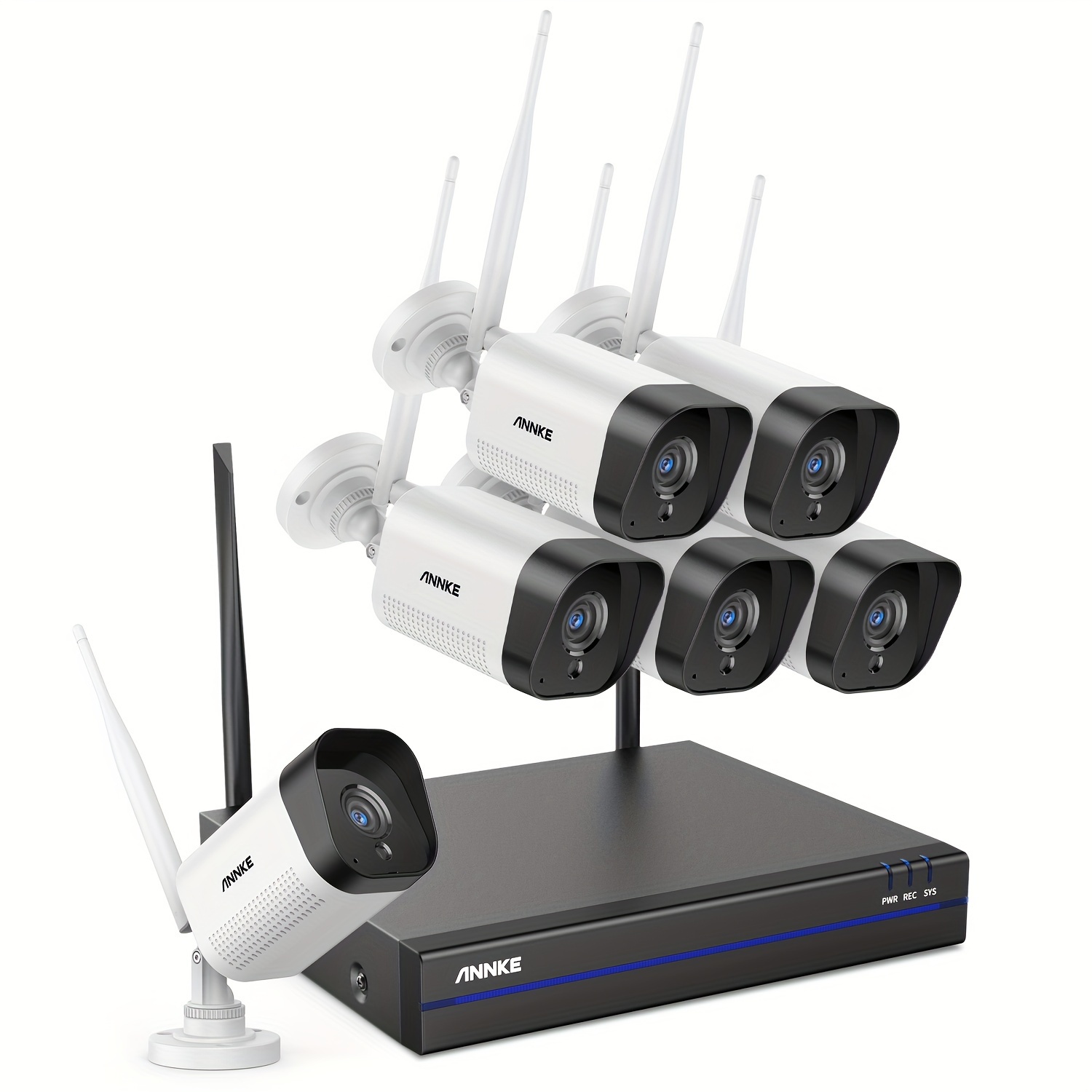 Annke 3mp Wireless Cctv Kit Security System With 6pcs 3mp Wifi Cameras Video Surveillance Set, No Hard Drive, 2-way Audio, Human Detection With Real-time Alerts, 100ft Night Vision.