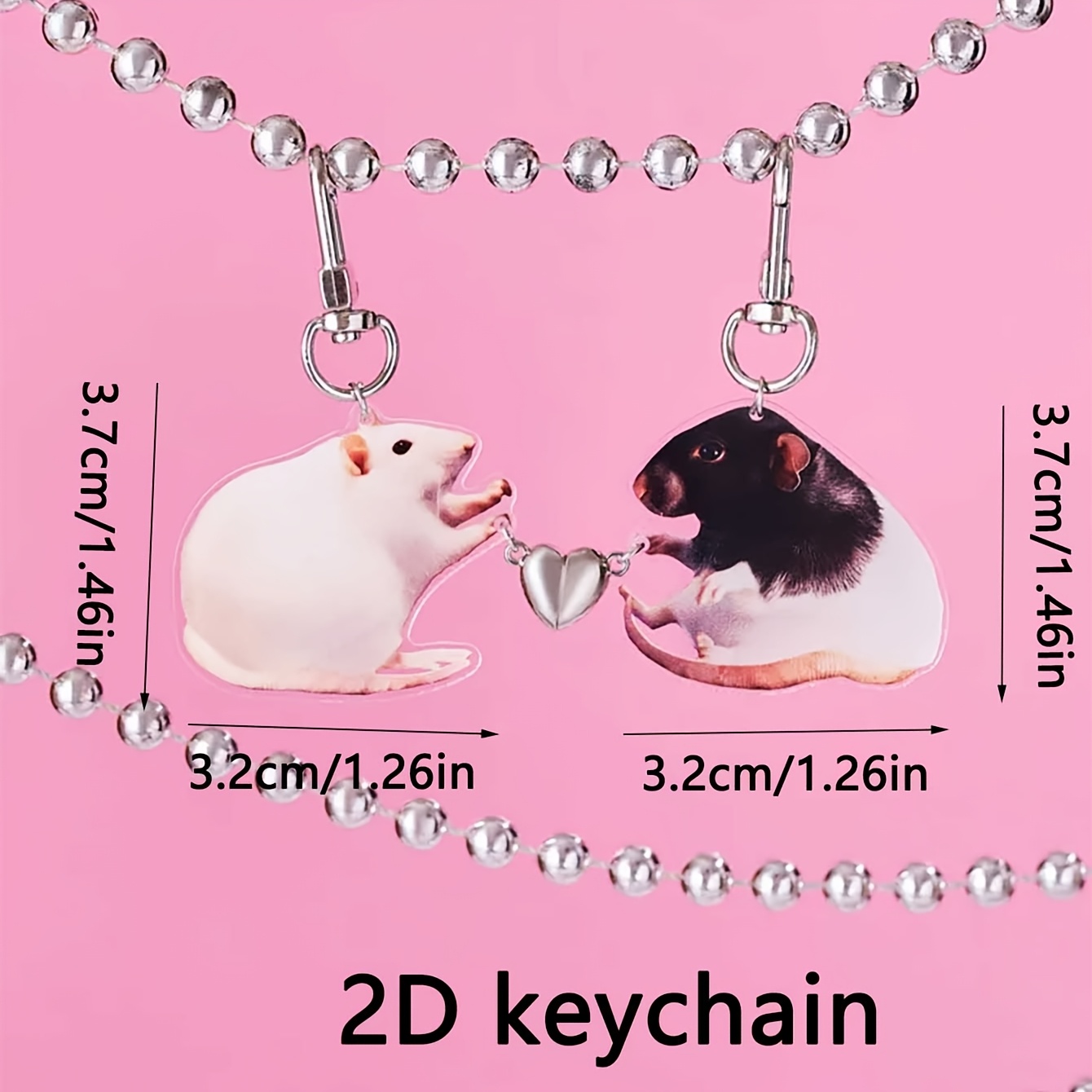 E-shop 2D Flach, 1 Set 2D Magnetisches Herzförmiges Puzzle-Schlüsselanhänger, Niedliches Haustier-Paar Design, Acryl Schlüsselring, Einzigartiges