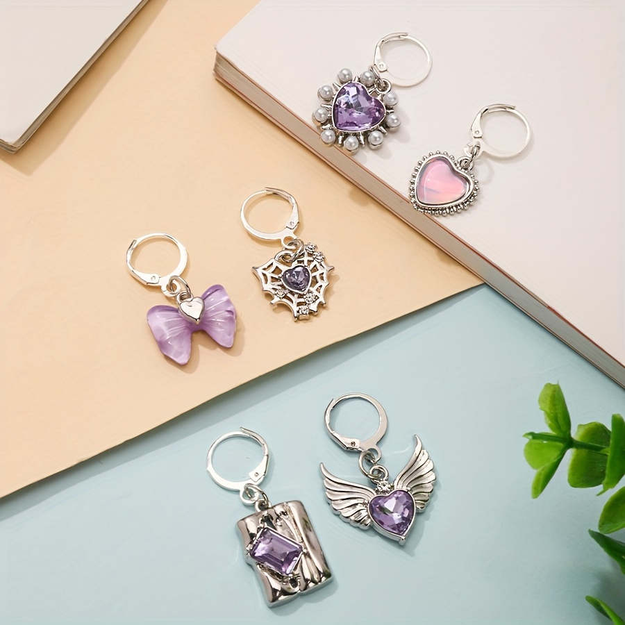 Image of 6pcs Crystal Stitch Markers For Crocheting And Knitting, Crochet Stitch Marker Charms Locking Stitch Marker Knitting Handmade Gift For Knitting Weaving Sewing Additions Quilting Jewelry Making
