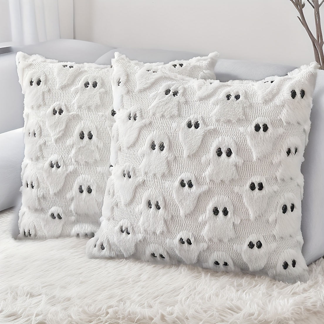 

Bocwre Set Of 2 Contemporary Design Throw Pillow Covers, Soft Plush Faux Fur Cushion Cases With Zipper For Chairs Sofas Bedrooms Living Room Home Decor, Machine Washable Knit Fabric, Decoration