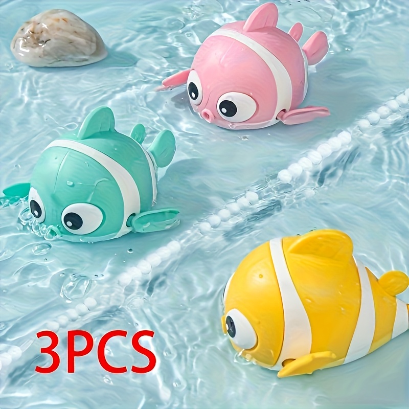 TEMU 3pcs Swimming Fish Bath Toys - Baby Bathtub Toys With Cute Cartoon Fish, No Battery Needed, Safe Plastic Bath & Pool Toys For Infants & Toddlers