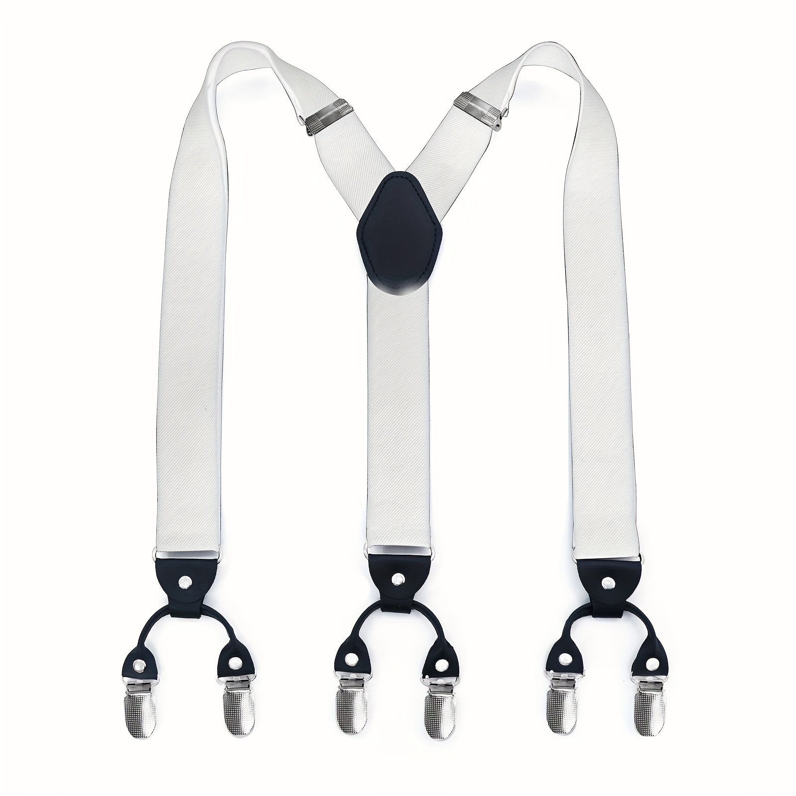 TEMU Men's Y-back Adjustable Elastic Suspenders With 6 Heavy-duty Metal Clips Designed For Men