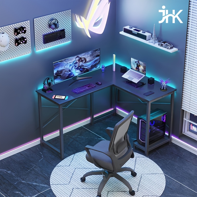 

Jhk 50- L- Shaped Desk Computer Table: Wood Metal Frame Cpu Stand Bag, Pc Table For Study In Small Place