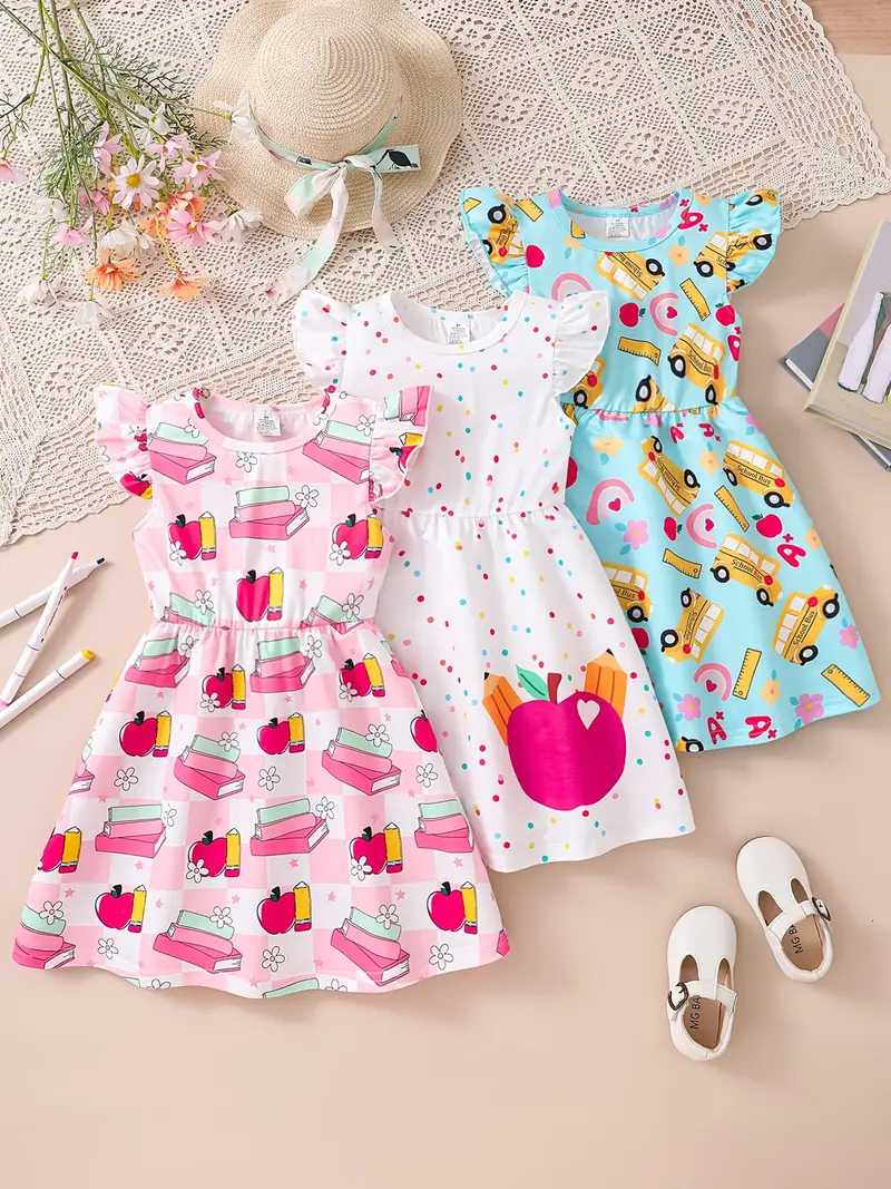 3pcs Casual Dresses for Girls, Fashionable Sweet Cute Summer Dresses, Sleeveless Round Neck Dresses with Book+*+* Print, Thin * Dresses for Daily Wear * Outdoor * Birthday Gifts, Parties, Girls' ... 3pcs Casual Dresses for Girls, Fashionable Sweet Cute Summer Dresses, Sleeveless Round Neck Dresses with Book+*+* Print, Thin * Dresses for Daily Wear * Outdoor * Birthday Gifts, Parties, Girls' ...