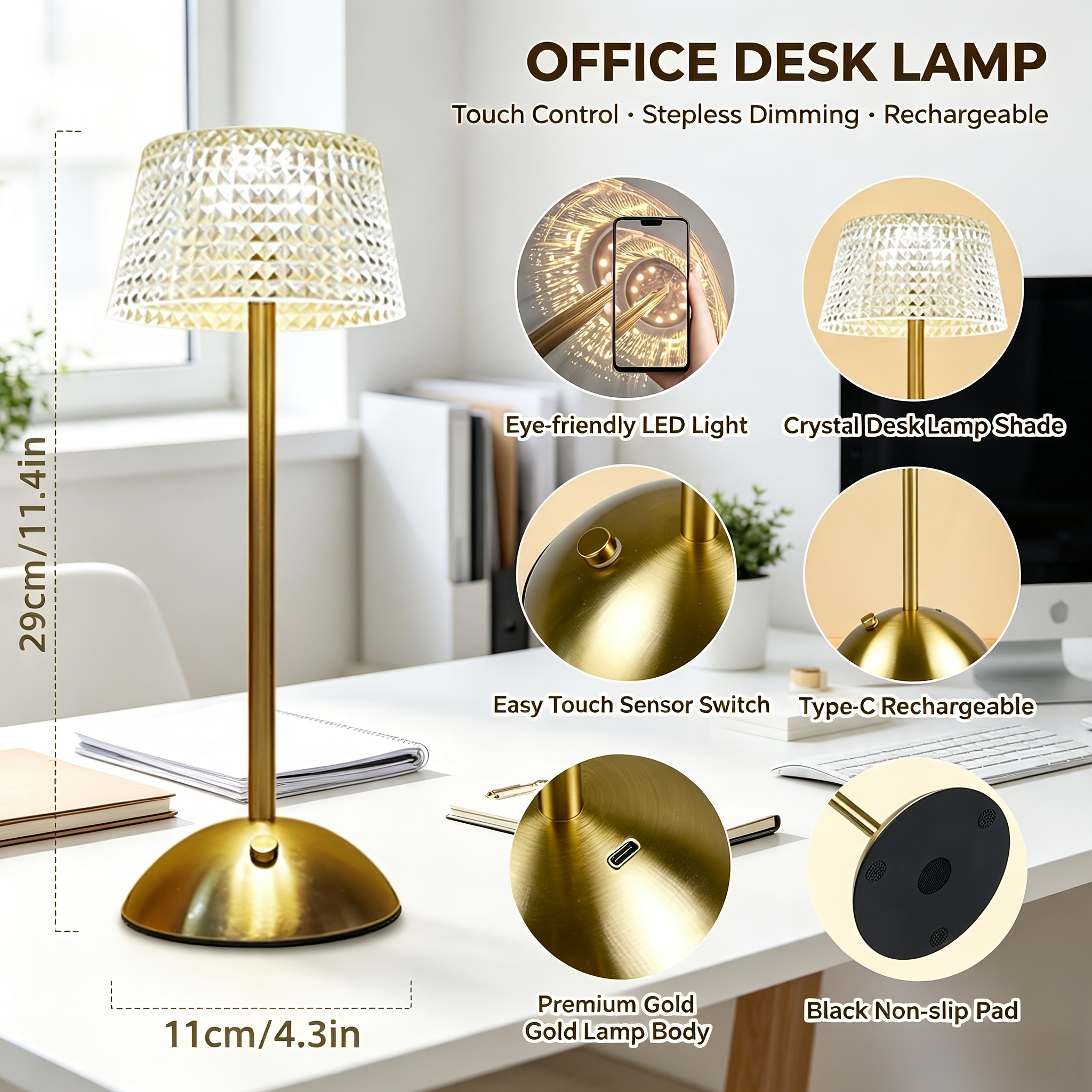 LED Touch-Control Desk Lamp with 3 Color Temperatures