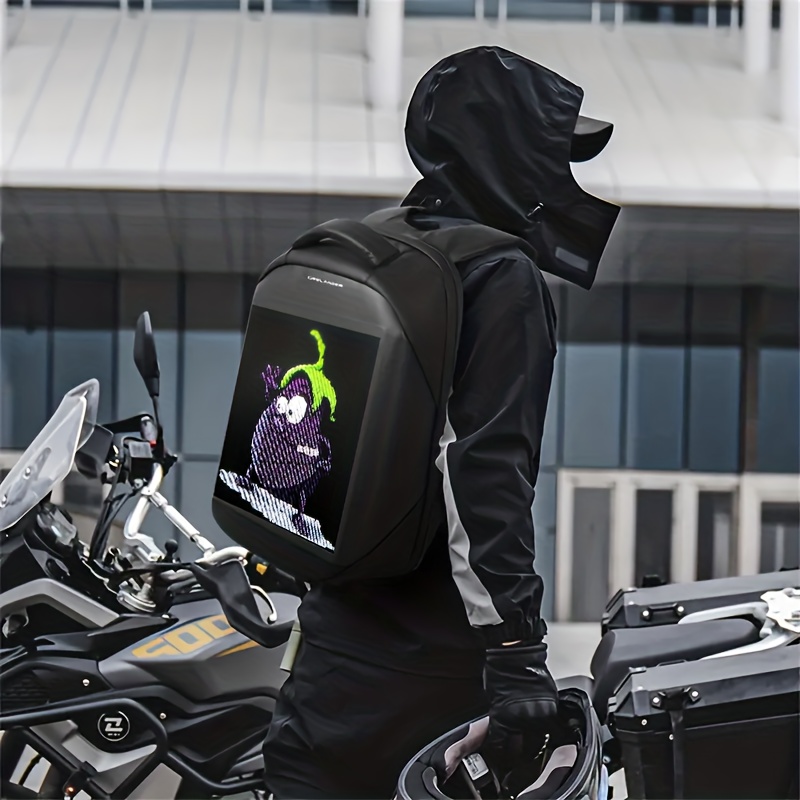 Sac à dos Oxford à bandoulière réglable avec éclairage LED, pour ordinateur portable, moto, voyage et camping