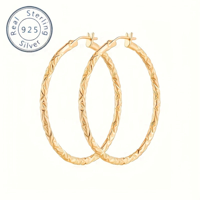 925 sterling silvery 9g 18k golden plated 40mm traditional   earrings gift for women girlfriend mom   daughters on birthday anniversary valentines day and christmas   with a   box Product details 3
