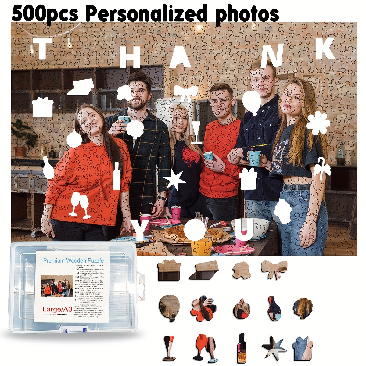 

500pcs Unique Personalized Wooden - Custom Photo Irregular Shapes, Challenging Brain Teaser, Ideal For Birthday & Holiday Gifts, Adult Puzzle Game