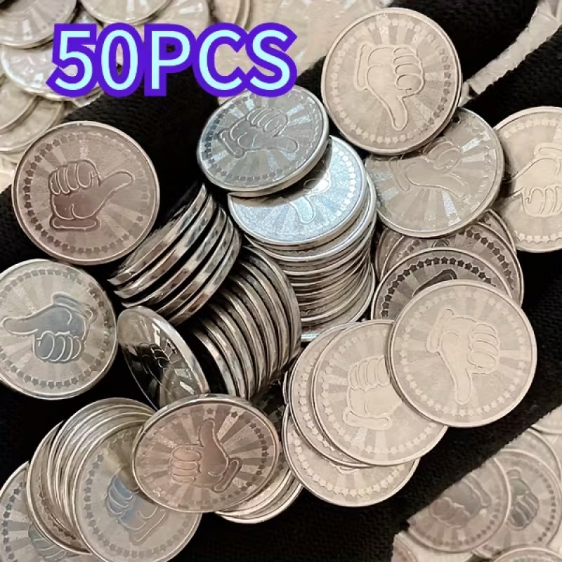 E-shop 50 Stück Metall Arcade-Spielmünzen – Ideal für Retro-Gaming, Preiseinlösung, Sammlerwährung – Sammlerstücke für Flipper, Spielautomaten &
