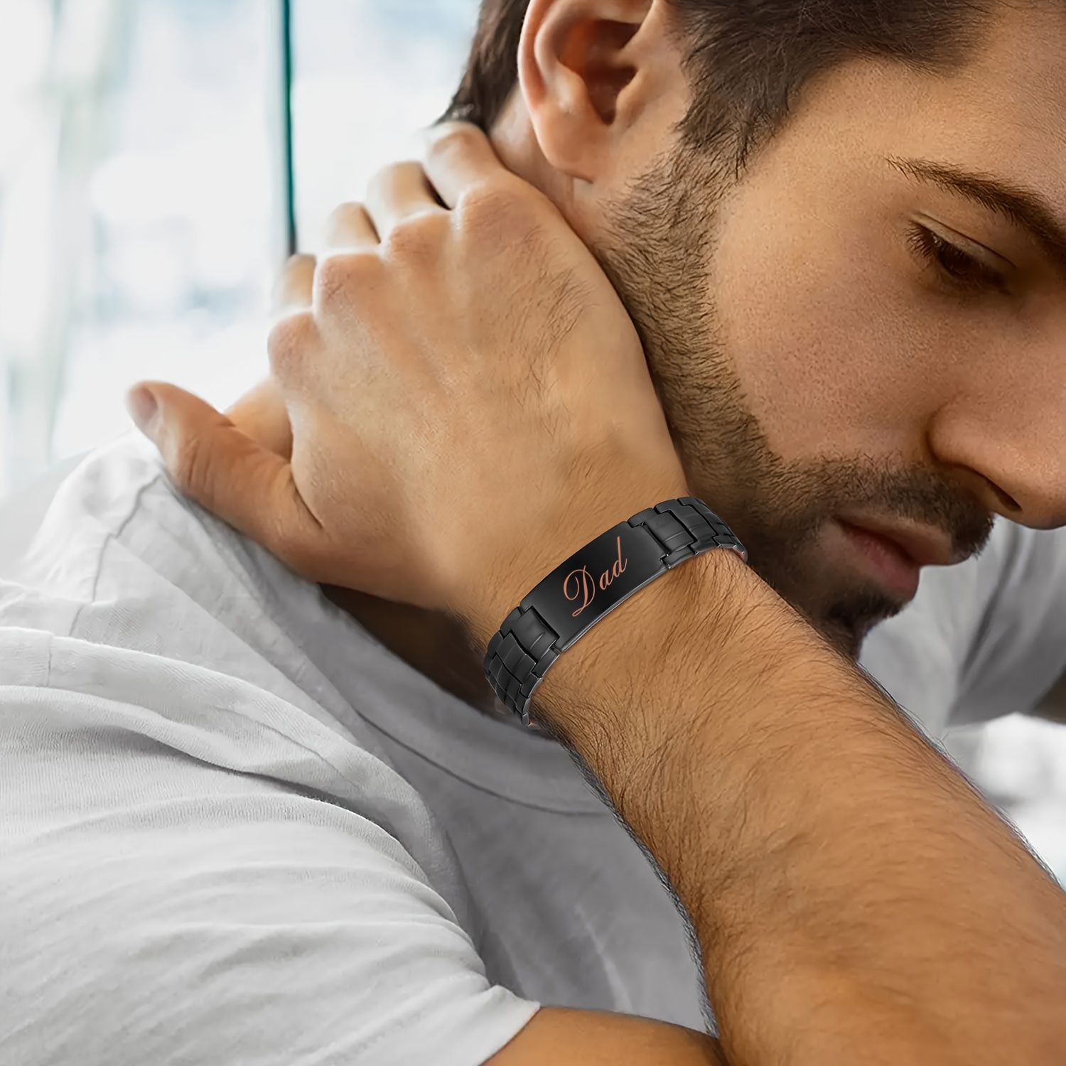 Men's Magnetic Bracelet with Magnets, Adjustable Gift for Dad