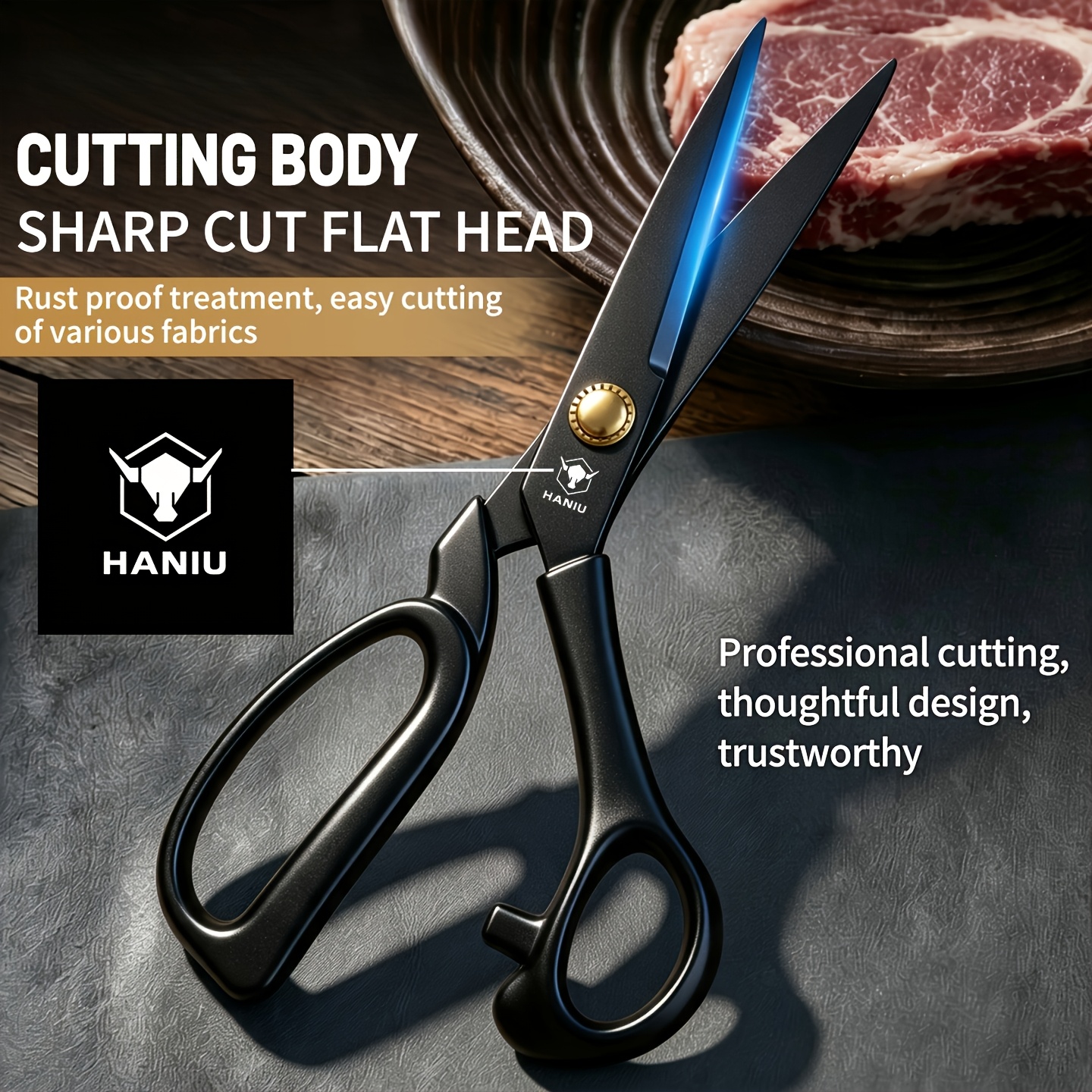 TEMU 1pc Heavy-duty Scissors, Featuring The Pattern. Made Of Fabric And Leather, Suitable For Manual Use. Ergonomic Handle. Ideal For Sewing And