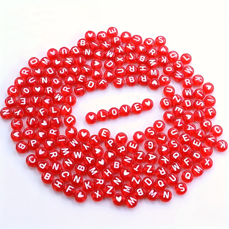 E-shop 1000 Stück Rote Gemischte Buchstaben Acrylperlen für DIY Schmuckherstellung