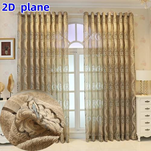 item picture 2pcs of european style high end luxurious semi filtering curtains with a golden hollow for decoration room bedroom study and balcony