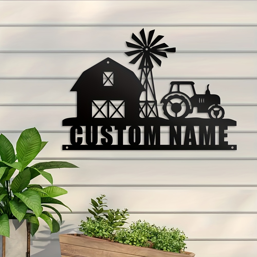 

Custom Farmhouse Metal Wall Art - Personalized Name Sign For Rustic Room Decor, Durable Iron Construction