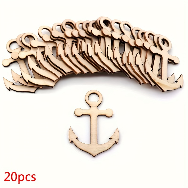 20/50pcs Anchor Wheel Style Hollow Wood Decorations Wall Hanging Wall Stick Wooden Ornament Home Decoration