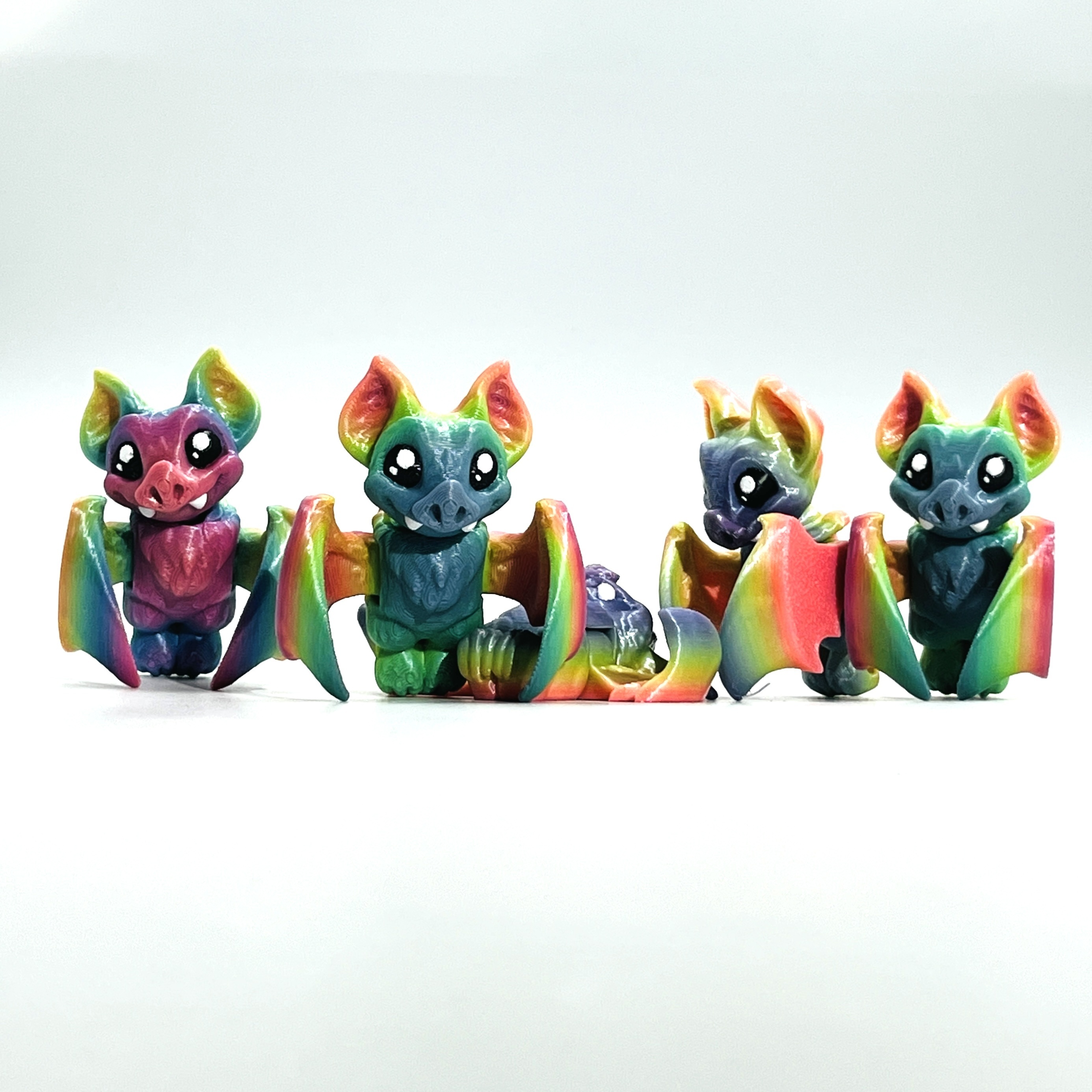 

Rainbow Bat 3d Printed Figurine - Versatile Halloween & Holiday Decor, Party Favors, & Gifts