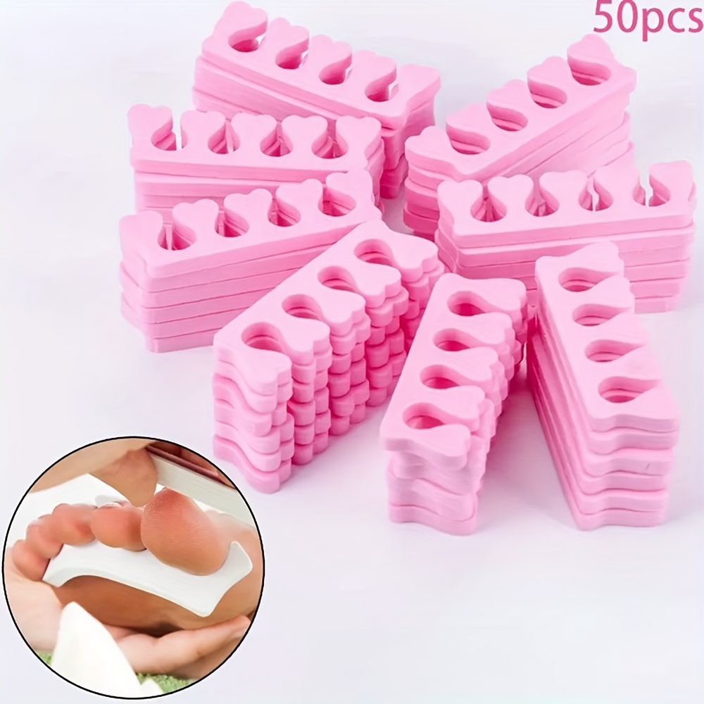 

50pcs Heart-shaped Nail Art Toe & Finger Separators Set - Soft Sponge Foam Dividers In 5 Colors For Manicure, Pedicure & Polishing Accessories, Nail Accessories