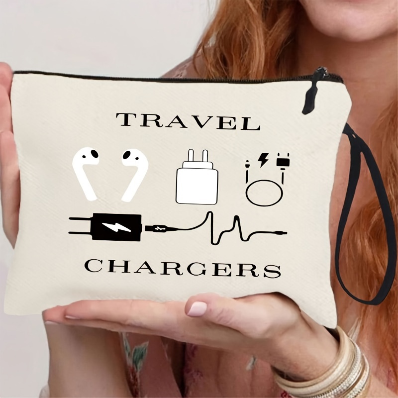 

Travel Toiletry Bag With Charger Print - Cosmetic Organizer, Lightweight Phone Pouch & Coin Purse With Wrist Strap - Perfect Gift Idea