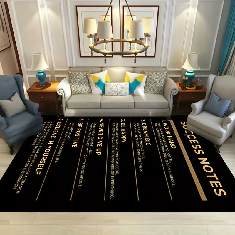 success inspirational quotes area rug slip resistant polyester mat for entryway living room   washable indoor carpet fits large spaces motivational home decor rug 15x23 to 63x78 inches multiple sizes   details 2