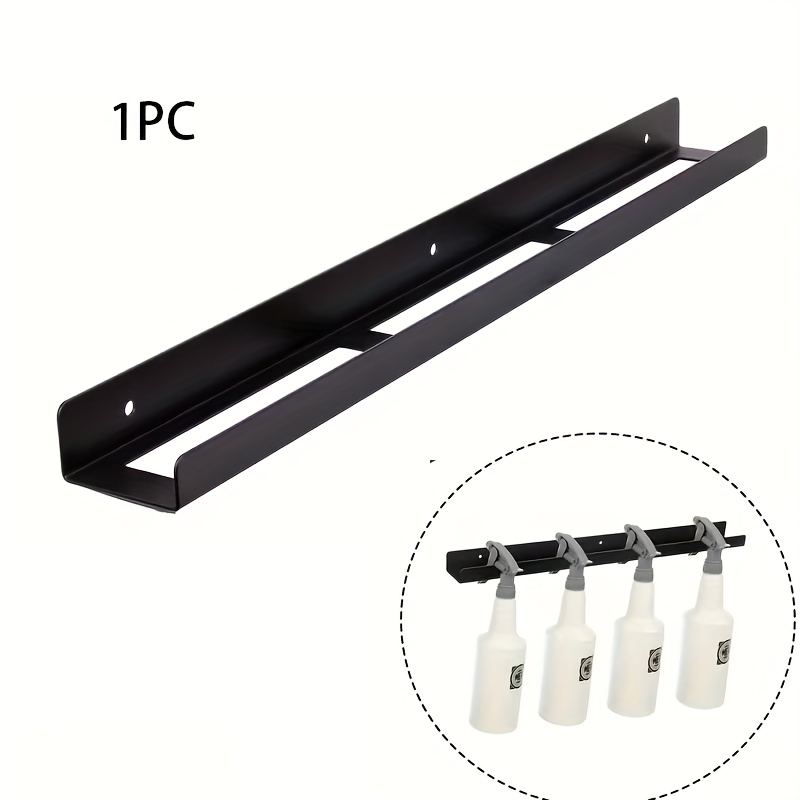 TEMU Universal Detail Spray Bottle Holder - Wall-mounted Organizer For Mobile And Garage Use, Black Metal Storage Rack With Multiple Compartments,