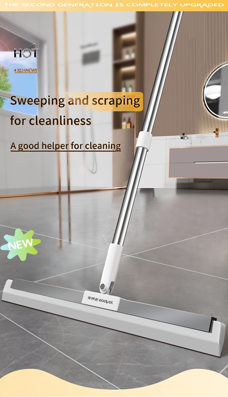 1pc multifunctional magic broom 19 68in flexible silicone squeegee with stainless steel rod easy dust sweeping and water wiping for bathroom toilet glass floor   pp material cleaning tool details 0