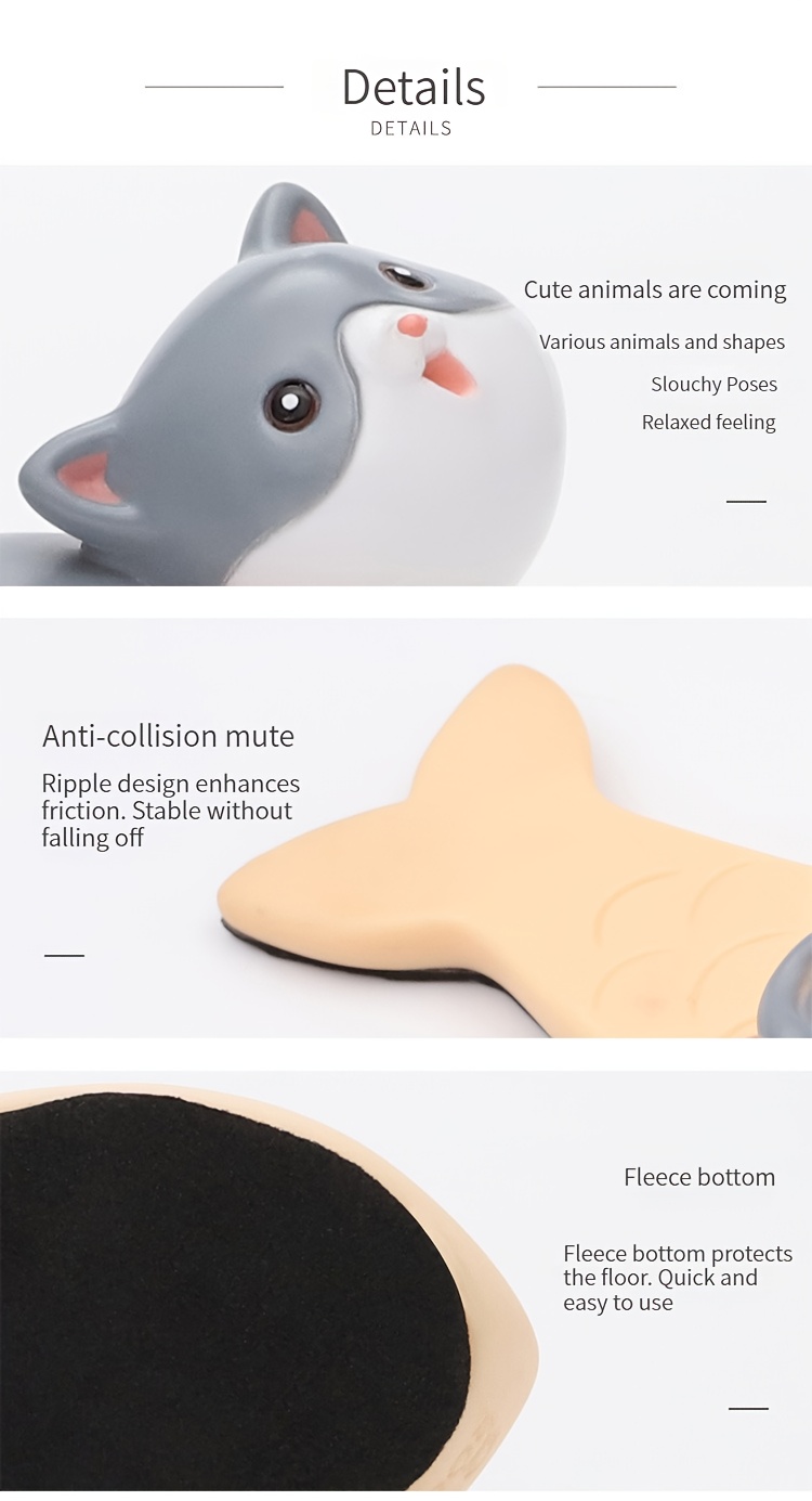 1pc Cartoon Animal PVC Door Stop, Lead-Free Cute Doorstopper for Protection, Anti-Collision Mute Design for Home Office Use - Assorted Characters (White Rabbit, Yellow Duck, Grey Cat, Dark Brown Bear), Suitable for Ages 14+ details 7