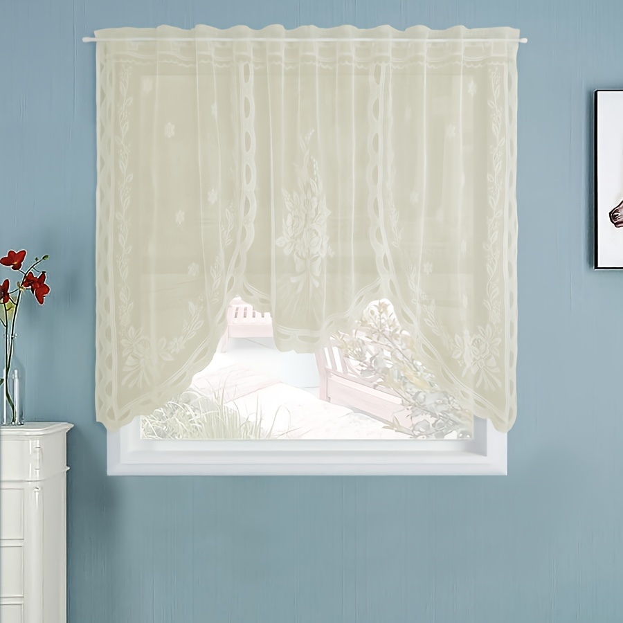 TEMU Lace - Curtains Plant Flower Partition Door Curtains Home Kitchen Coffee Curtains Free Of Punching