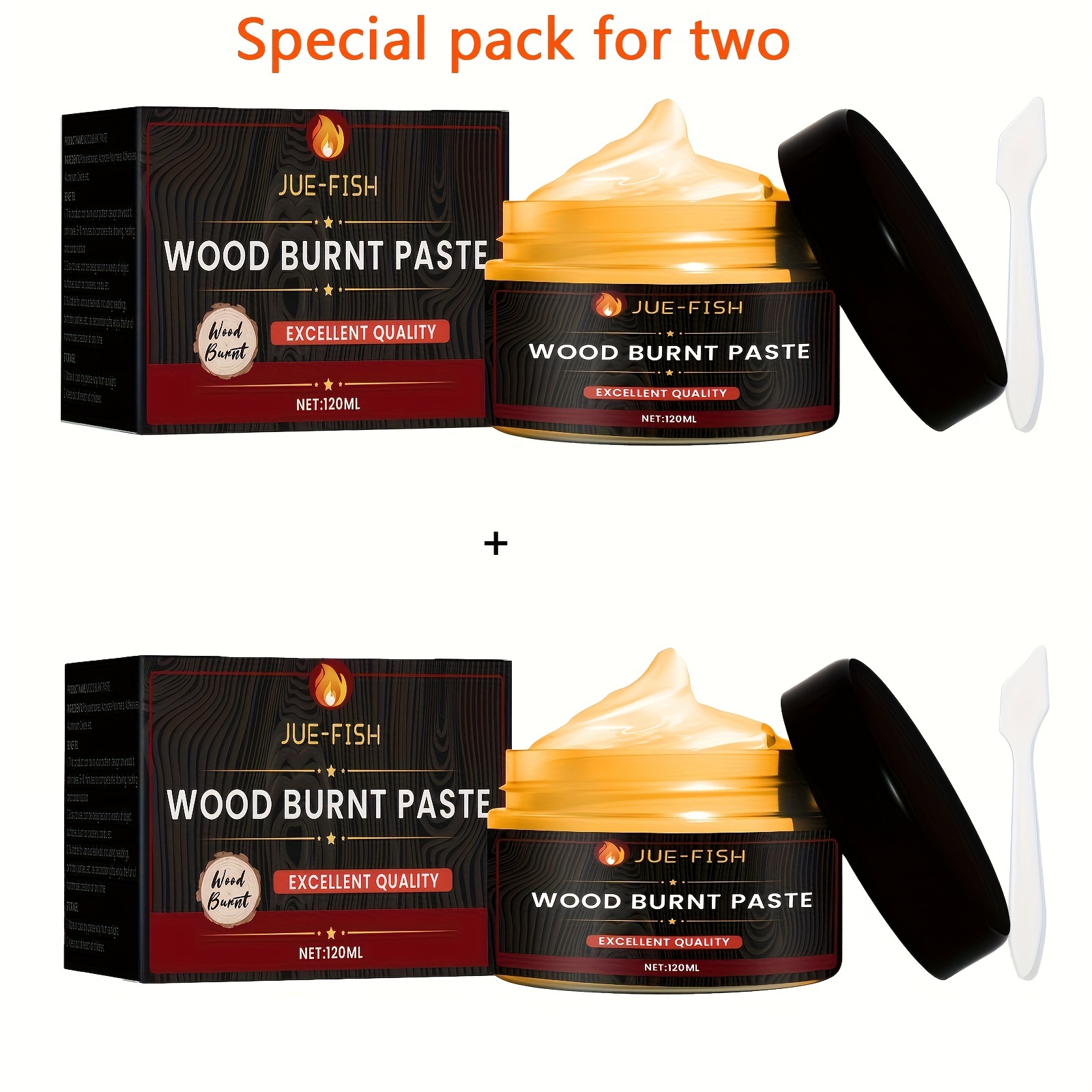 

120ml Wood Burning Paste + Spoon *2, Camping Outdoor Wood Fabric Fuel Gel Diy Wood Burning Paste