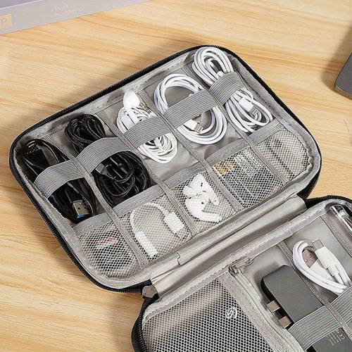 1pc travel cable organizer case multi pocket electronic accessories box for cables memory cards portable pouch for office and travel essentials