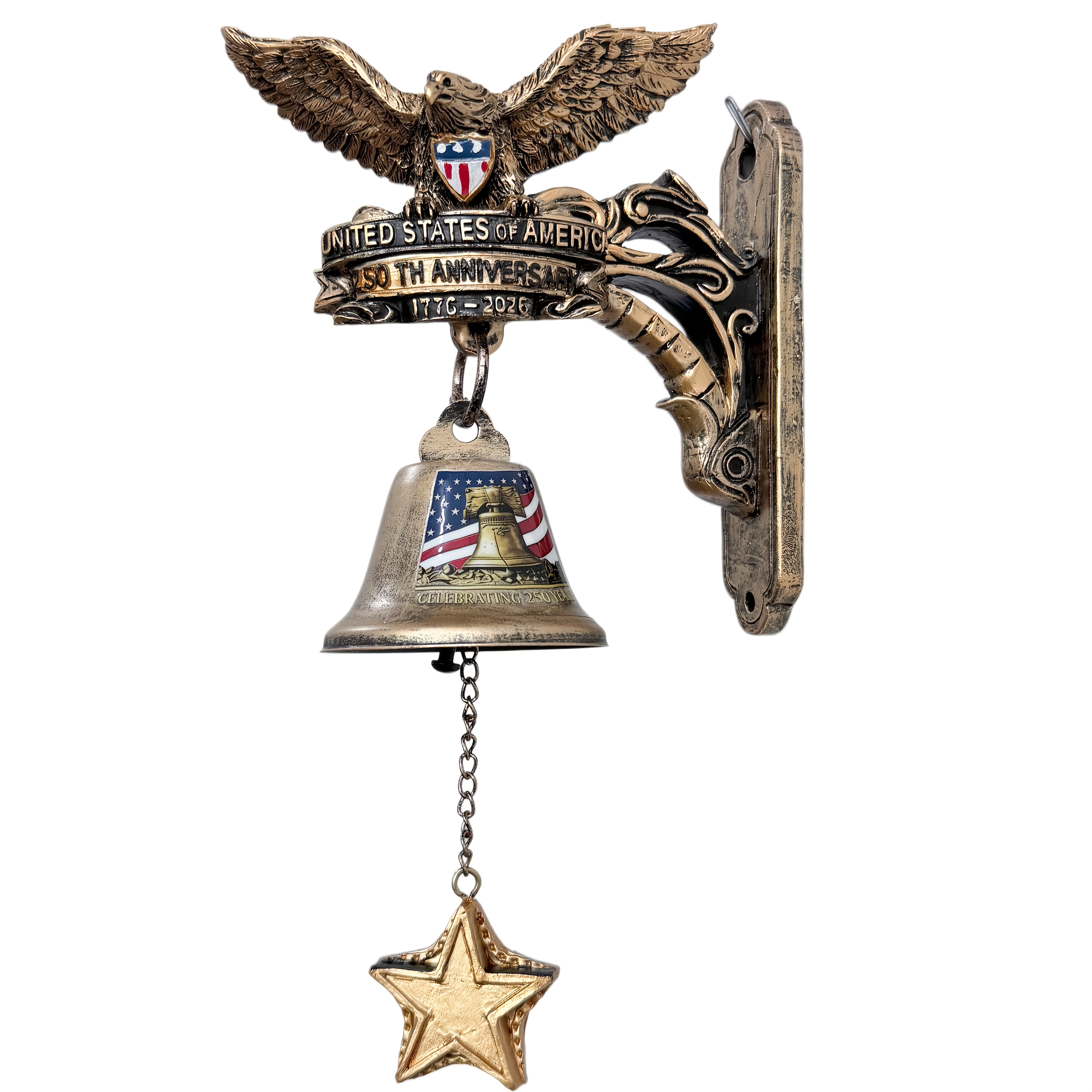 TEMU United States 250th Anniversary Wall Bell Doorbell - Resin Suitable For History , Doorbell System & Indoor/ Decoration, Historic Gift For,