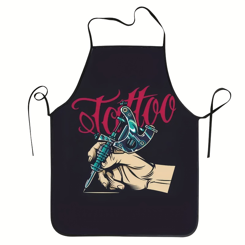 

1pc Unisex Tattoo Artist Apron - Woven Polyester Chef Apron With Front Pocket, Adjustable Neck Strap For Cooking, Bbq & Painting, & Fit