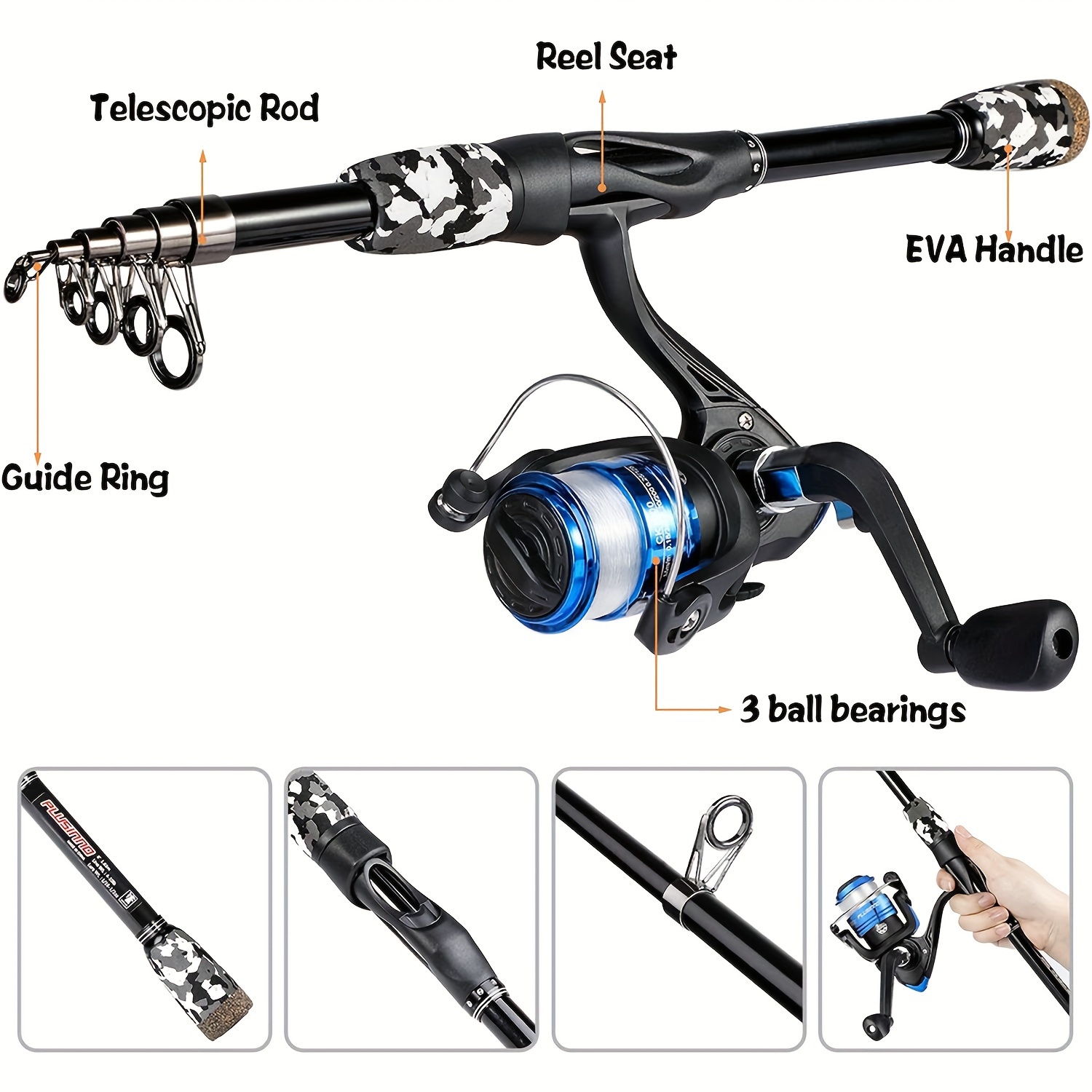 Portable Telescopic Fishing Rod Reel Combo Kit Spinning - Temu