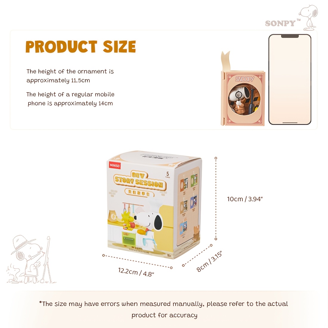 

1pc Miniso Snoopy Series "my Collectible Adventure" Mystery Mystery Box - Pvc, 4.72" H X 3.93" W, Dog Lovers & Collectors, Random Style , Miniso