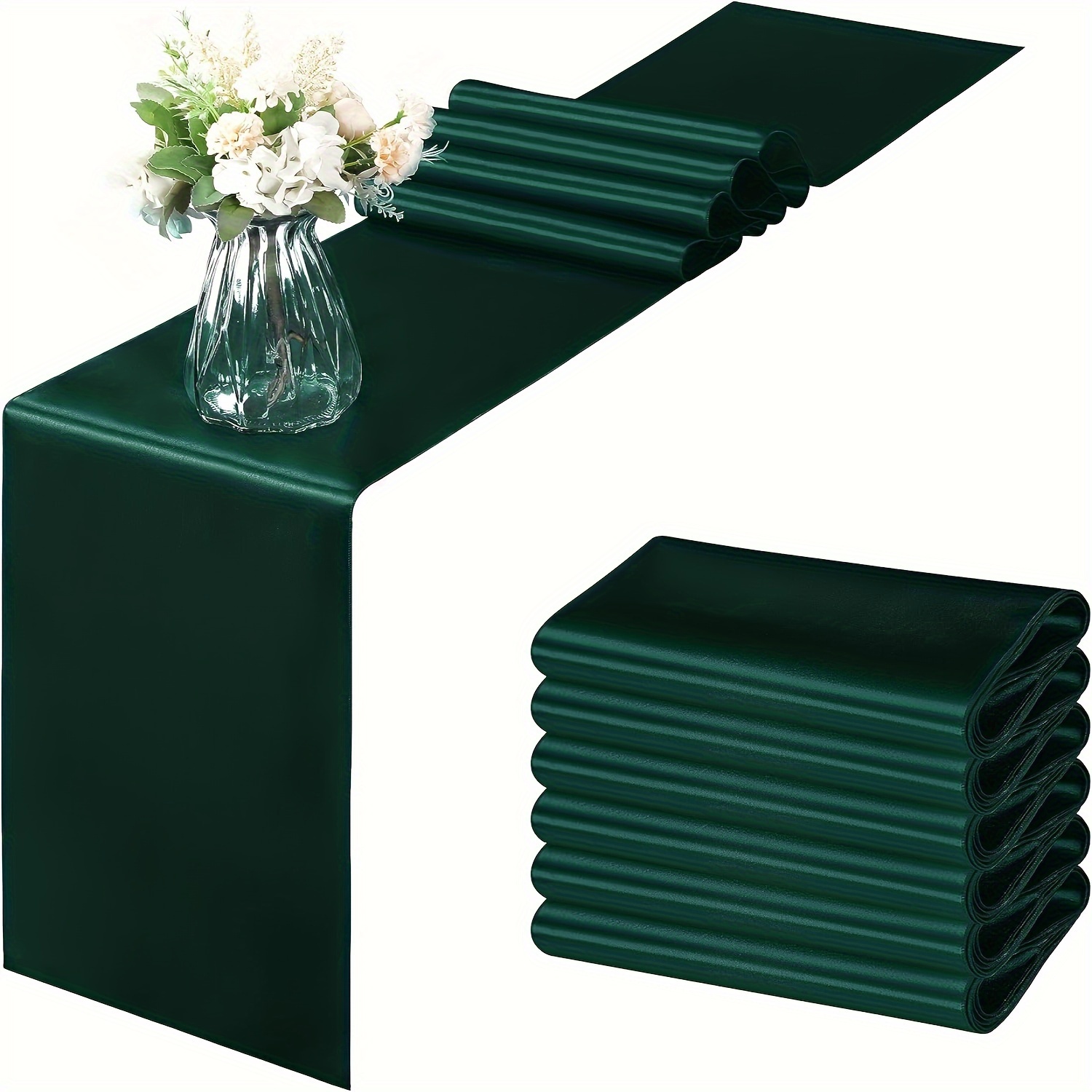 6pcs Satin Table Runners | Suitable For Weddings, Birthday Parties, Banquets, Graduation Ceremonies - Royal Blue, Rectangular And Round Tables