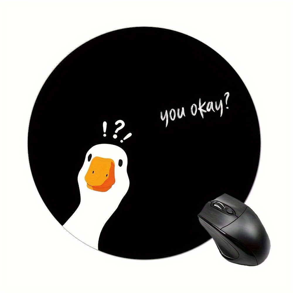 1 Office Mouse Pad, A Duck's Question Pattern, Rubber Mouse Pad, Suitable For Office Computers And Laptops, 7.8*7.8*0.12 Inches/20*20*0.3cm