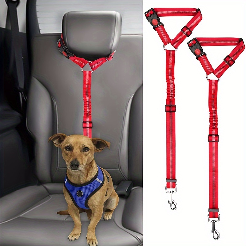 

Dog Car Seat Belt Harness - Adjustable Nylon Safety Rope Collar For Pet Travel, Machine Washable, Fit For Cars, Trucks, And Suvs - Dog Supplies