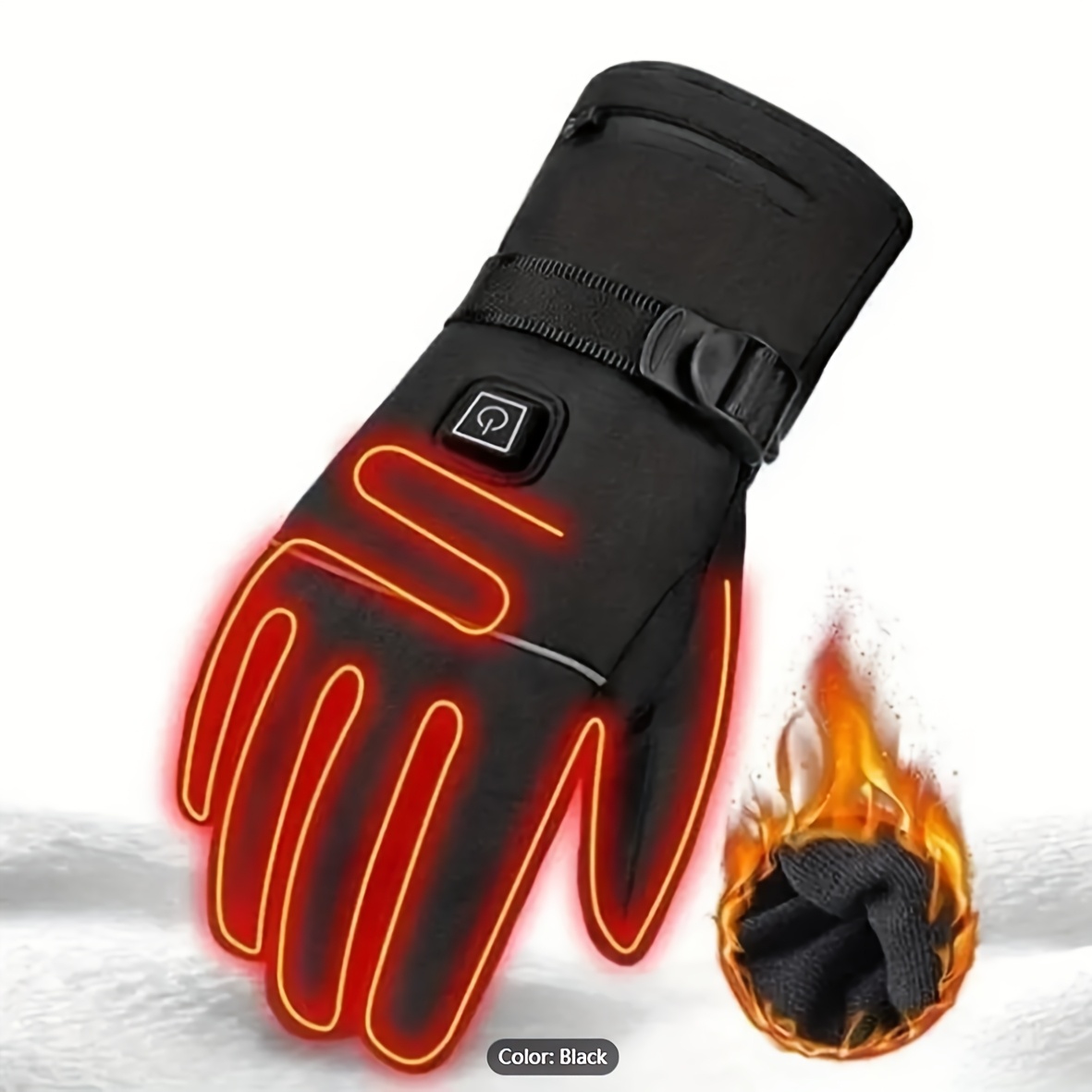 A Pair of Heated Gloves with Warmth on The Palms And Backs, Made of Oxford Cloth And Lined with Flannel, Equipped with Batteries, Essential for Winter.