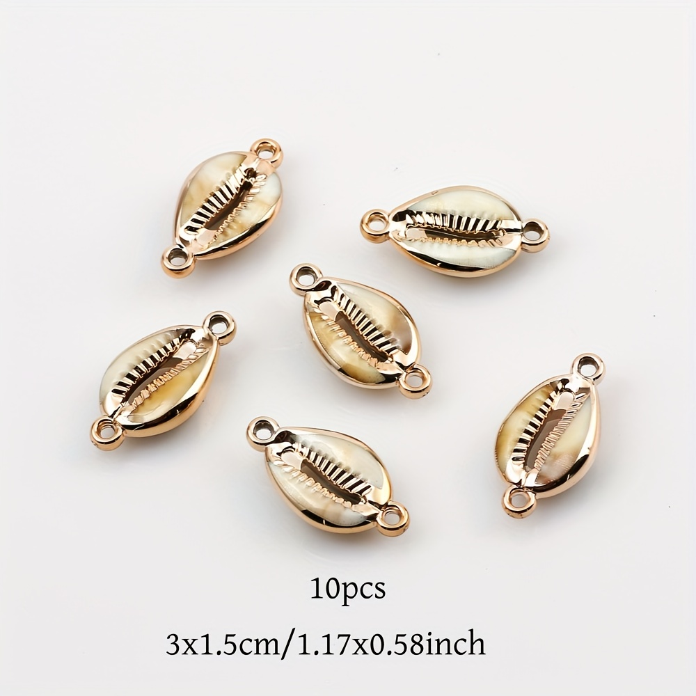 TEMU 10pcs Of Golden-jade Colored 30x15mm Acrylic Shell Pendant Decorative Beads, Suitable For Diy Bracelets, Jewelry And Accessories, Keychain