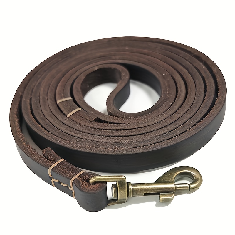 TEMU Zcaynger Leather Dog Leash 6ft X 1/2 Inch Heavy Duty Dog Training Leash Soft And Strong Leather Leash For Small And Medium Dogs Brown