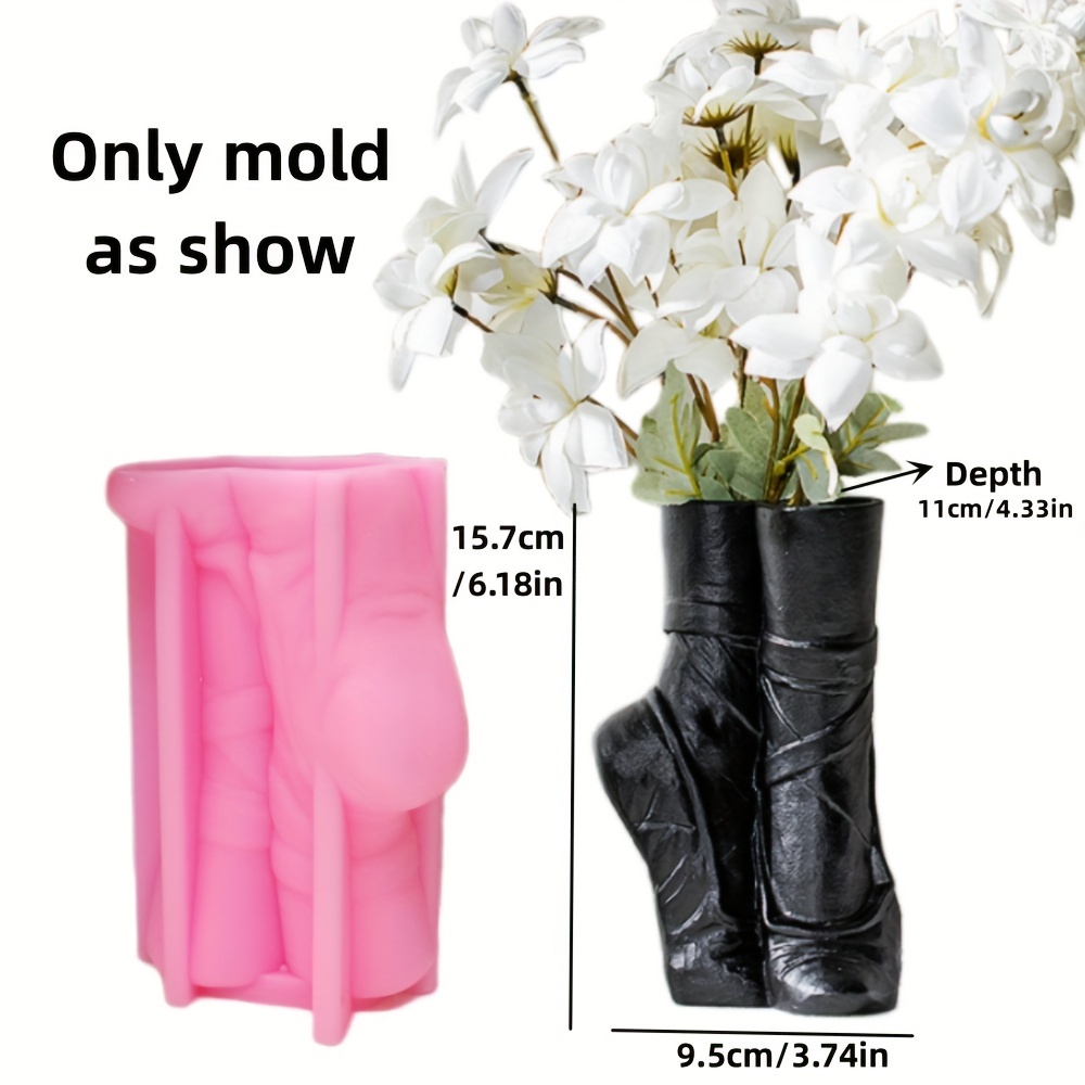 Image of Diy Dance Cloth Shoes Shaped Vase Epoxy Resin Silicone Mold Ballet Double Foot Vase Concrete Cement Silicone Mold Home Decoration Vase Gypsum Mold