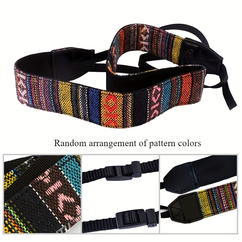 1pc Nostalgic Vintage Ethnic Style Wide Shoulder Strap Dslr Camera Strap Strap Pinstripe Strap (random Arrangement Of Patterns)