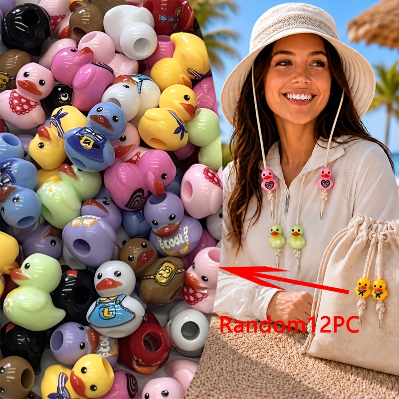 TEMU Random 12pcs Duck Drawstring Stopper Hooks, Hook Clasps, Christmas Thanksgiving Decorations, Jewelry Clothing Pendant Making Beads, Key Chain