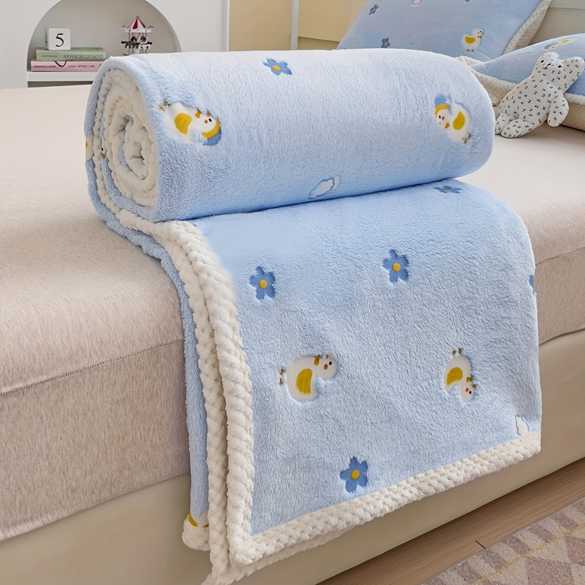 Baby Blanket Duck Pattern Soft and Comfortable Single Side Thin Type