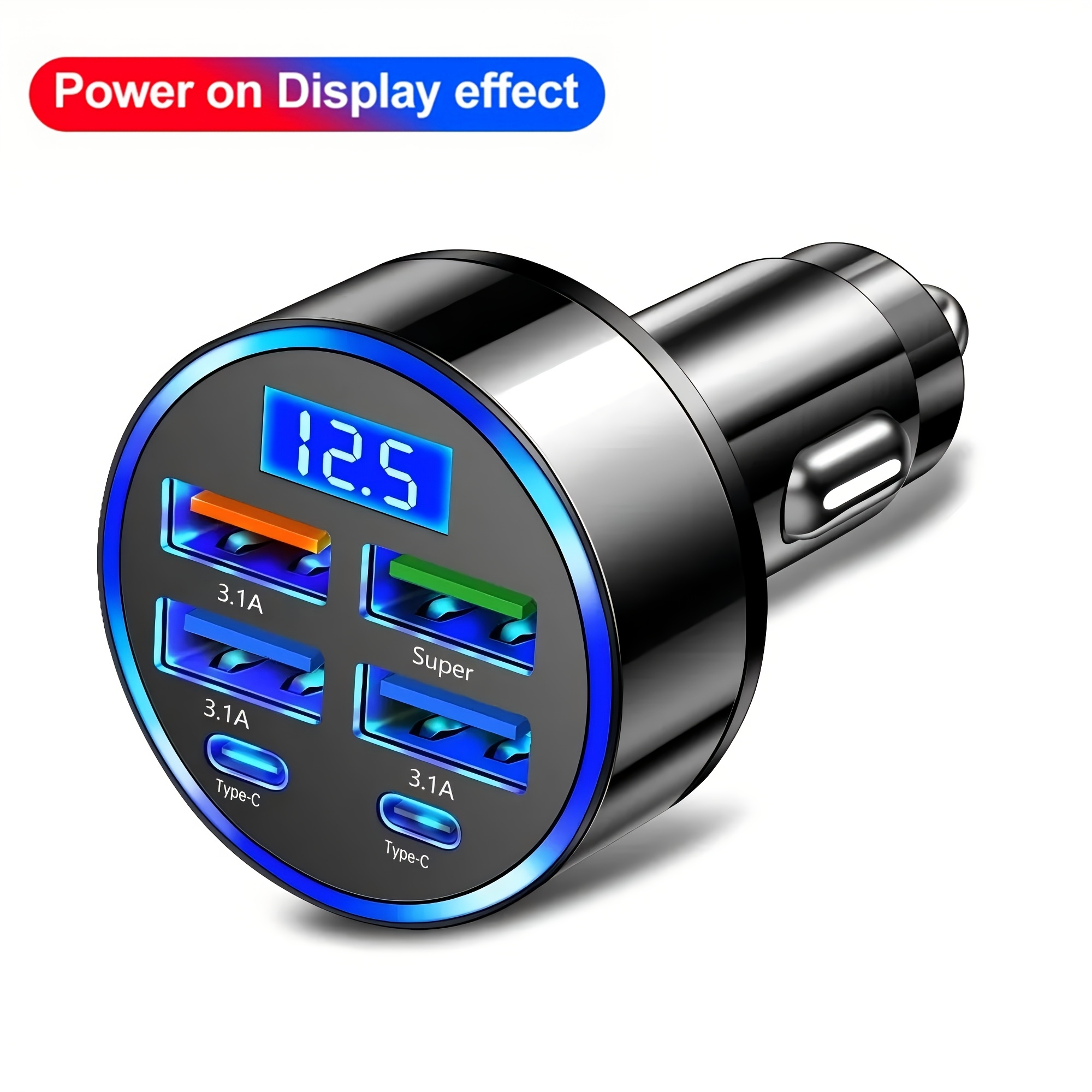 TEMU Yixingjia Multi Port 2pd 4usb Car Charger Fast Charging Pd Qc3.0 Usb C Car Phone Charger Type C Adapter In Car