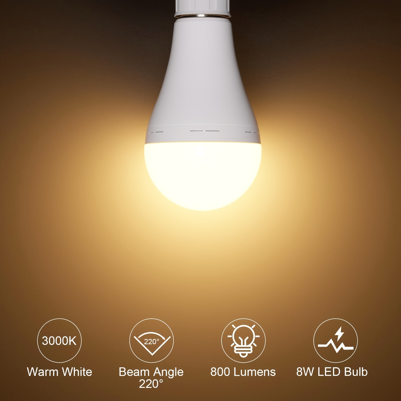 TEMU 4 Pack Emergency Rechargeable Light Bulbs 8w Battery Powered Light Bulb E26 Base Warm White 3000k Cool White 6500k Led Battery Operated Light