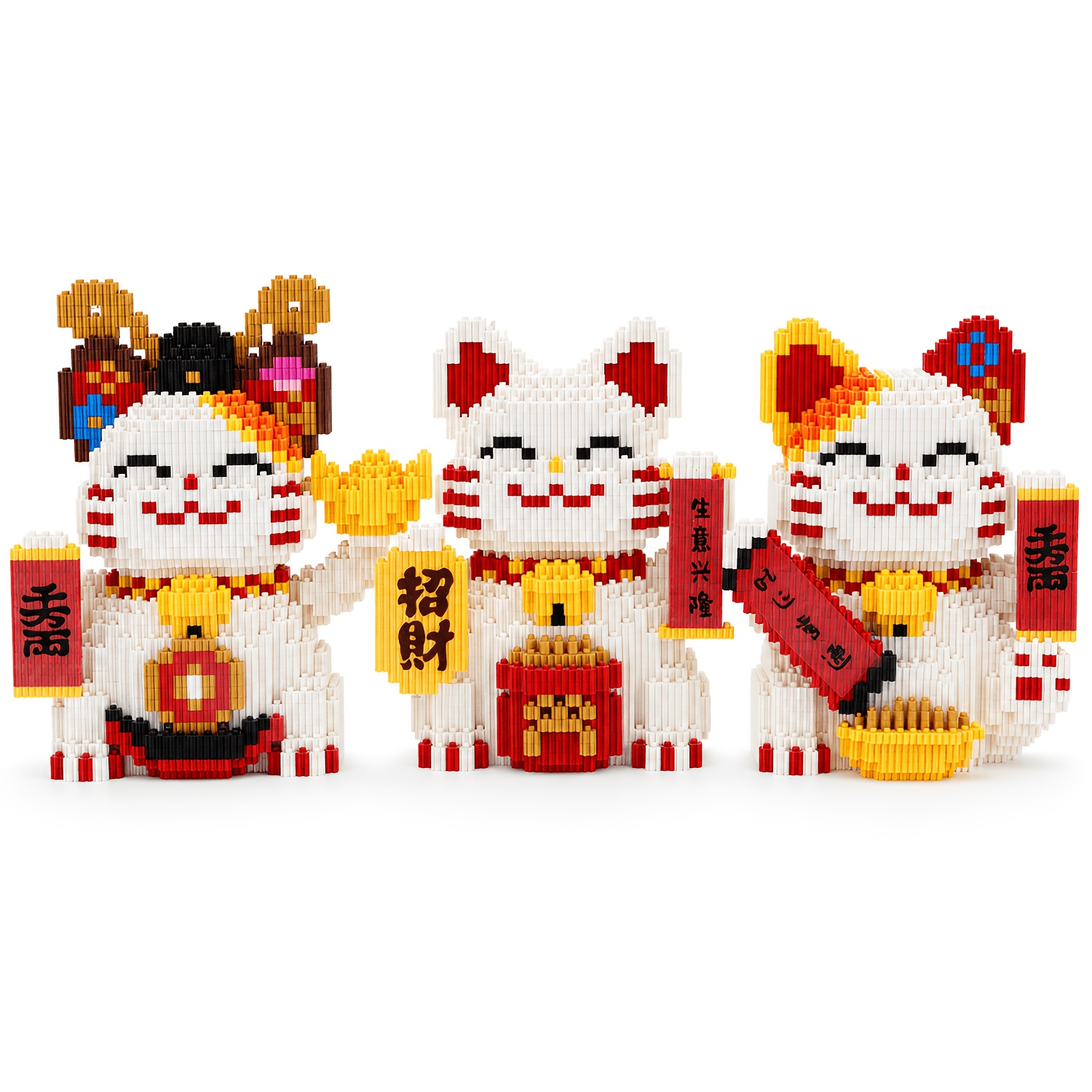 Exquisite Lucky Cat Building Block Set, Cute Desktop Decoration